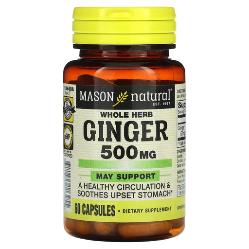 Mason Natural Mason Natural Ginger 500 Mg Premium Herbal Supplement Capsules Vitamins & Supplements Light Goldenrod
