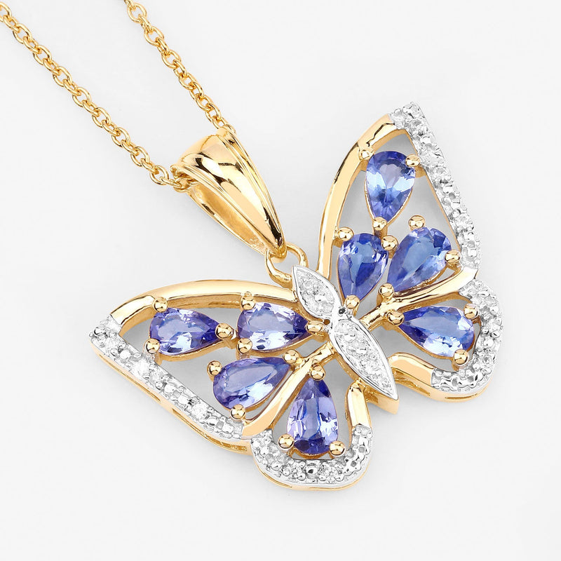 Bids.com 1.75 Carat Genuine Tanzanite and White Zircon .925 Sterling Silver Pendant Pendants White Smoke