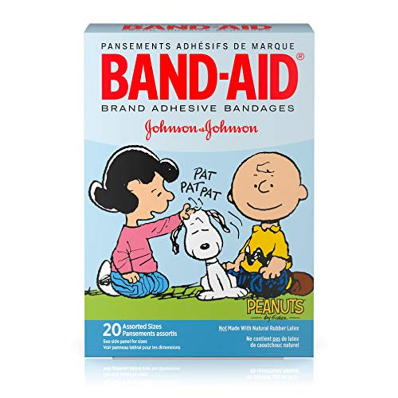 Band-Aid Band-Aid Brand Adhesive Bandages, Peanuts, 20 Assorted Sizes First Aid Light Gray