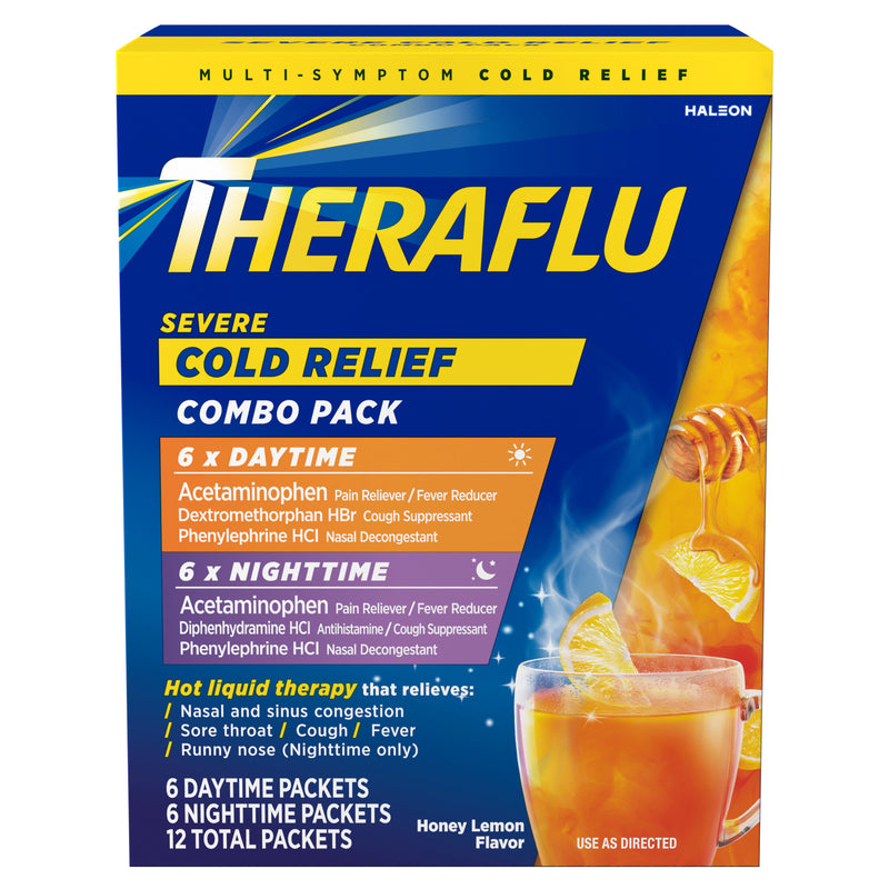 Theraflu Theraflu Cold Relief, Severe, Combo Pack, Packets, Honey Lemon Flavor Health & Beauty Midnight Blue