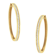 Bids.com 14K Yellow Gold 1.0 Cttw Round Brilliant Cut Diamond Channel Set Circle Hoop Earrings (I-J Color, I1-I2 Clarity) Earrings White Smoke Yellow.Gold / 1