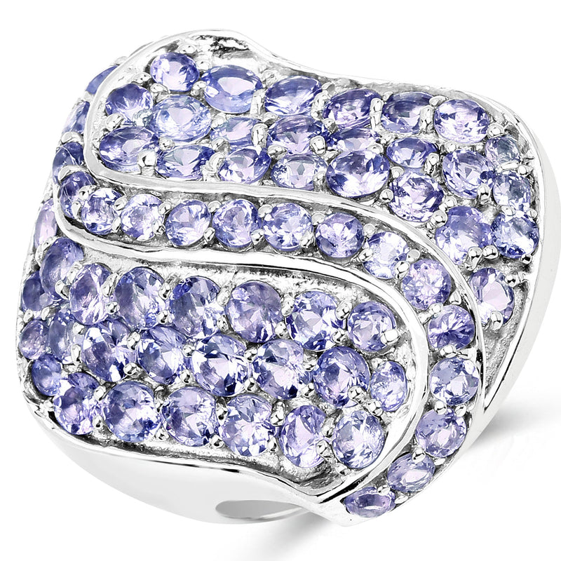 Bids.com 3.65 Carat Genuine Tanzanite .925 Sterling Silver Ring Rings White Smoke size 6.00,size 8.00,size 7.00,size 9.00,size 6.50,size 5.00,size 10.00
