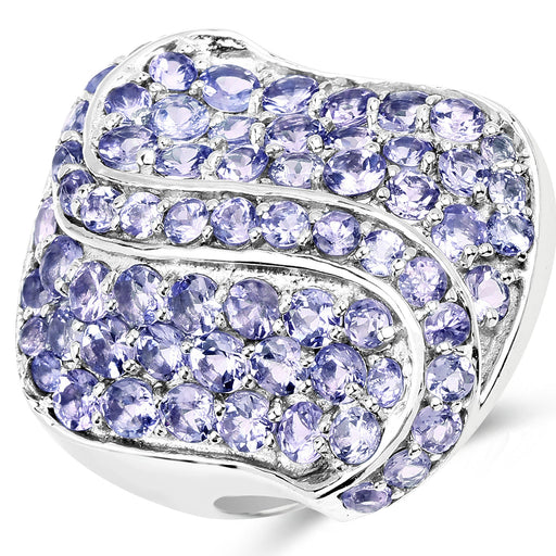 Bids.com 3.65 Carat Genuine Tanzanite .925 Sterling Silver Ring Rings White Smoke size 6.00,size 8.00,size 7.00,size 9.00,size 6.50,size 5.00,size 10.00