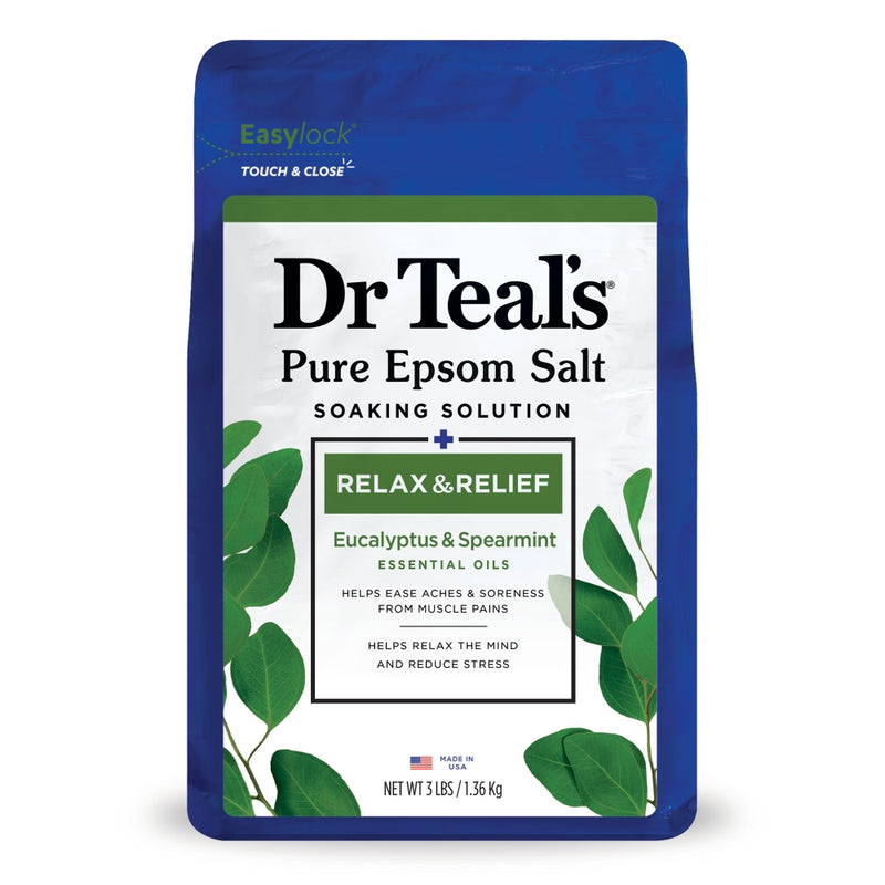 Dr Teal's Dr Teal's Relax & Relief Pure Epsom Salt Eucalyptus & Spearmint Soaking Solution 3 Lb Bath & Body White Smoke