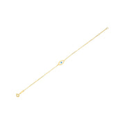 Bids.com 14k Yellow Gold MOP Evil Eye Bracelet (1.00 mm) Bracelets White Smoke 7 / Yellow Gold