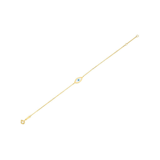 Bids.com 14k Yellow Gold MOP Evil Eye Bracelet (1.00 mm) Bracelets White Smoke 7 / Yellow Gold