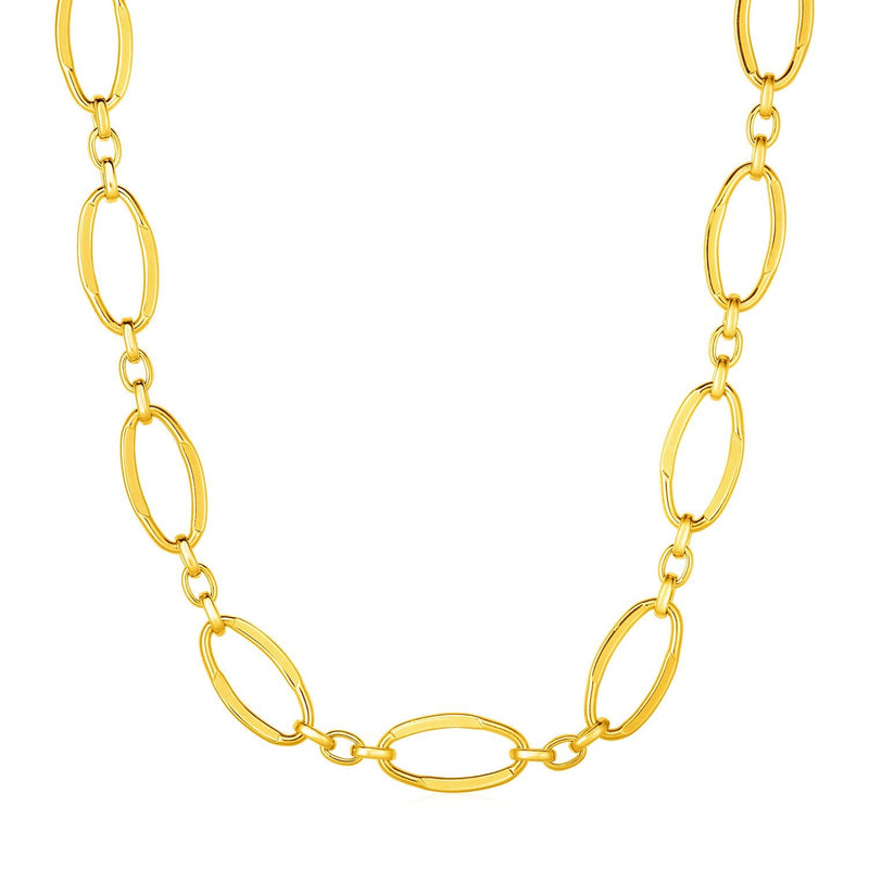 Bids.com 14k Yellow Gold Necklace with Polished Oval Links Necklaces White Smoke 18 / Yellow Gold