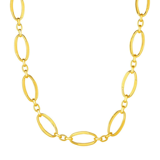 Bids.com 14k Yellow Gold Necklace with Polished Oval Links Necklaces White Smoke 18 / Yellow Gold
