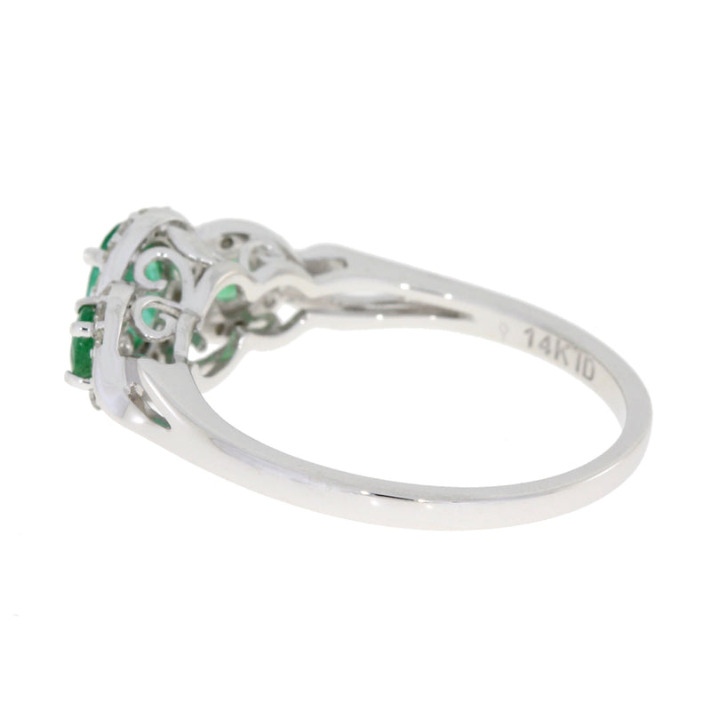 Bids.com .84ct Emerald Diamond Ring 14KT White Gold Rings White Smoke 7