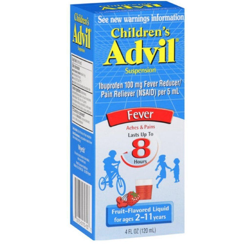 Advil Advil Children's Liquid Suspension Fever Reducer/Pain Reliever (Ibuprofen) In Fruit Flavor 100mg 4 Fl Oz Box Medicine & Drugs Lavender
