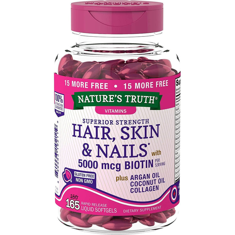 Nature's Truth Nature's Truth® Superior Strength Hair, Skin & Nails – 5000 mcg Biotin (Liquid Softgels) Vitamins & Supplements White Smoke