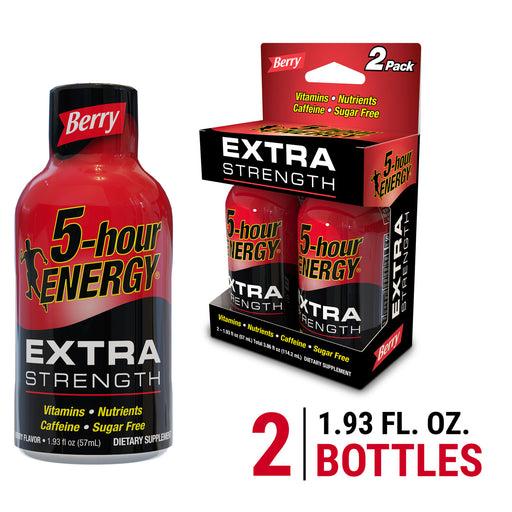 5-Hour Energy 5-Hour Energy 2 Pack Extra Strength Berry Shot 2 1.93 Fl Oz Cans Sports & Energy Drinks White Smoke