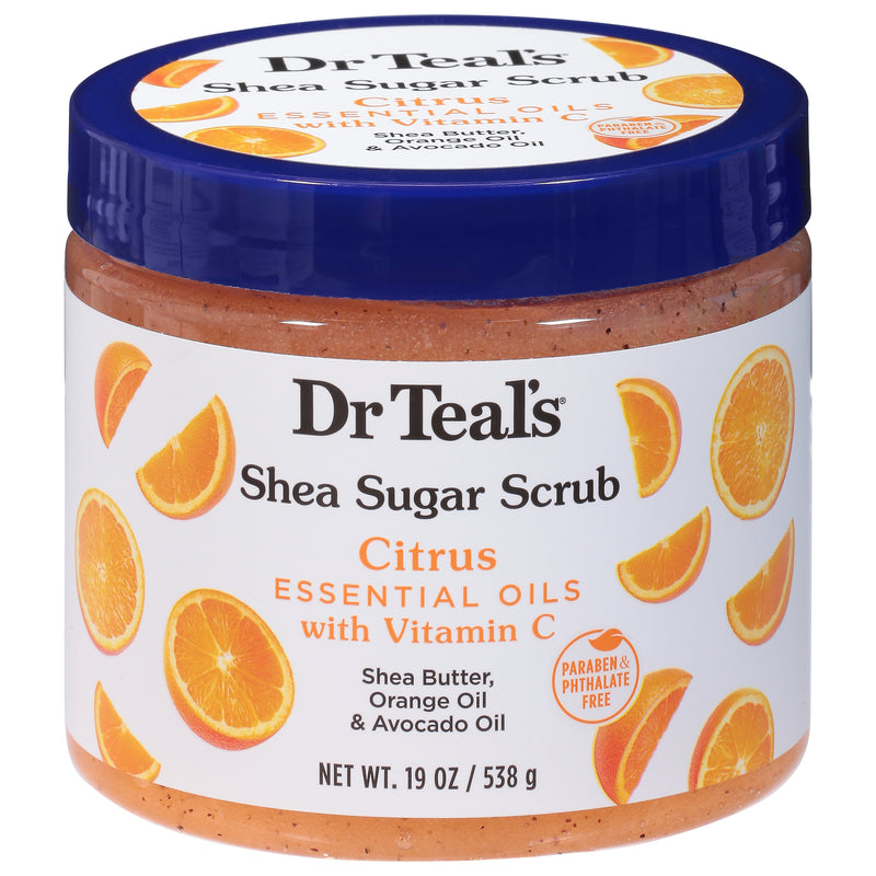 Dr Teal's Dr Teal's Citrus Essential Oils With Vitamin C Shea Sugar Scrub 19 Oz Body Scrub White Smoke