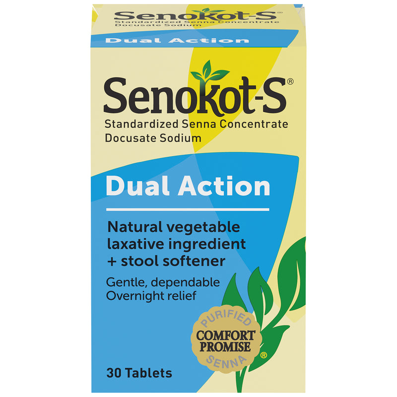 Senokot-S Senokot-S Dual Action Laxative + Stool Softener, 30 Tablets Medicine & Drugs Cornflower Blue