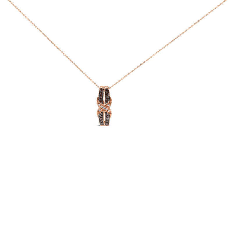 Bids.com 10K Rose Gold 1/4 Cttw White and Chocolate Brown Diamond Infinity Twist Pendant Necklace (I-J Color, I1-I2 Clarity) Necklaces White Smoke Rose.Gold / 18