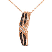 Bids.com 10K Rose Gold 1/4 Cttw White and Chocolate Brown Diamond Infinity Twist Pendant Necklace (I-J Color, I1-I2 Clarity) Necklaces White Smoke Rose.Gold / 18