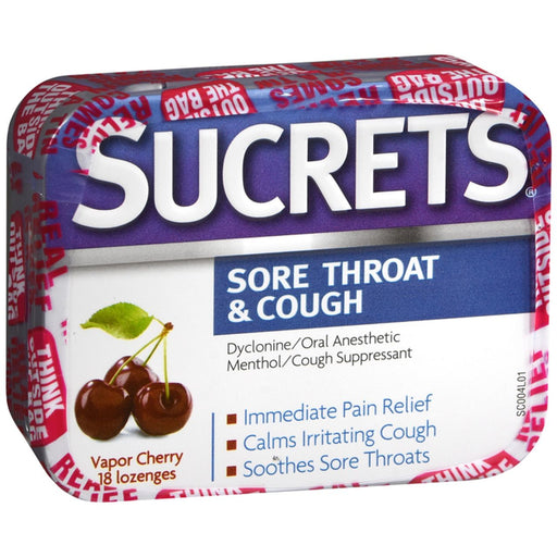 Sucrets Sucrets Vapor Cherry Sore Throat & Cough 18  Lozenges Health & Beauty White Smoke