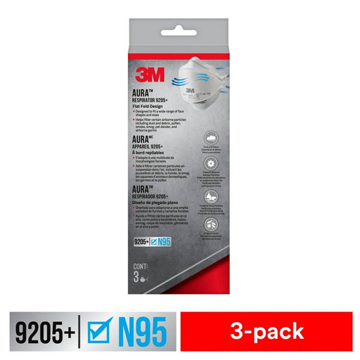 3M 3M Aura N95 Particulate Respirator Mask, N95, 3-Pk Gas Masks & Respirators White Smoke
