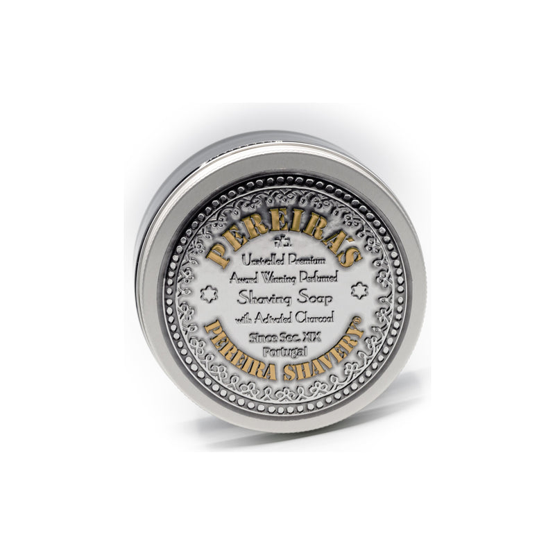 Pereira Shavery Pereira Shavery Activated Charcoal Aluminum Dish With Cinnamon Orange Aromatherapy Shaving Soap 130g Shaving Soap White Smoke