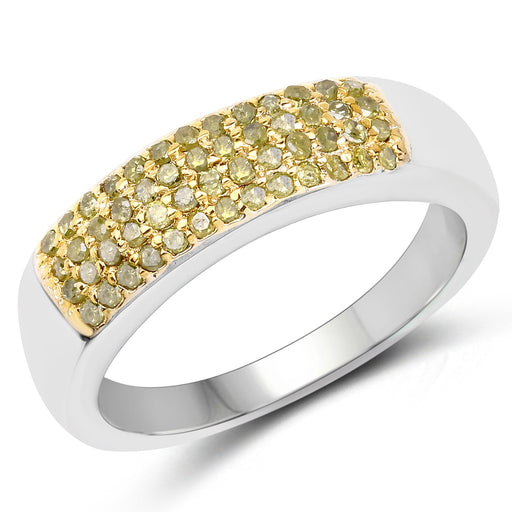 Bids.com 0.22 Carat Genuine Yellow Diamond .925 Sterling Silver Ring Rings White Smoke size 6.00,size 7.00,size 8.00,size 9.00