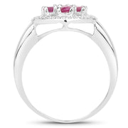 Bids.com 1.54 Carat Genuine Ruby .925 Sterling Silver Ring Rings White Smoke size 6.00,size 7.00,size 8.00,size 9.00,size 10.00,size 5.00,size 5.50