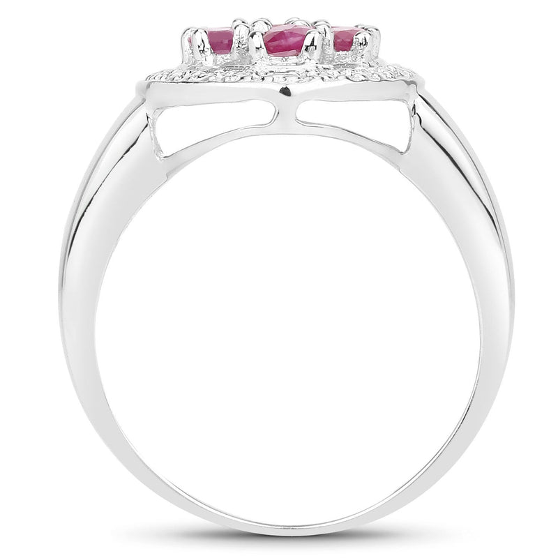 Bids.com 1.54 Carat Genuine Ruby .925 Sterling Silver Ring Rings White Smoke size 6.00,size 7.00,size 8.00,size 9.00,size 10.00,size 5.00,size 5.50