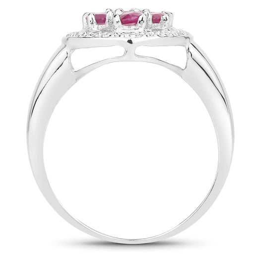 Bids.com 1.54 Carat Genuine Ruby .925 Sterling Silver Ring Rings White Smoke size 6.00,size 7.00,size 8.00,size 9.00,size 10.00,size 5.00,size 5.50