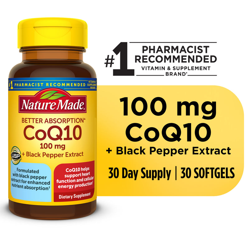 Nature Made Nature Made CoQ10 100 Mg With Black Pepper Extract Softgels Vitamins & Supplements White Smoke