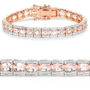 Bids.com 18K Rose Gold Plated 11.60 Carat Genuine Morganite .925 Sterling Silver Bracelet Bracelets White Smoke size 7.50,size 7.00,size 7.25,size 8.00
