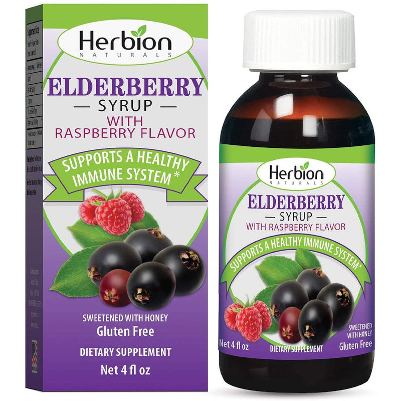 Herbion Naturals Herbion Naturals Elderberry Syrup 4 Oz Raspberry Flavor Immune Support Syrup White Smoke