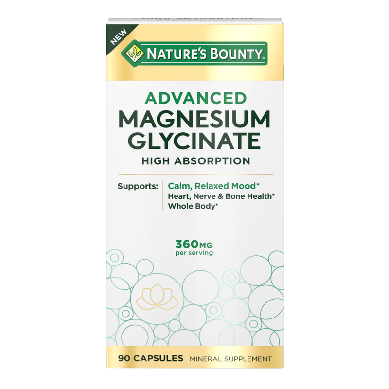 Nature's Bounty Nature's Bounty Advanced Magnesium Glycinate 360 Mg Muscle & Bone Support Capsules Vitamins & Supplements Lavender