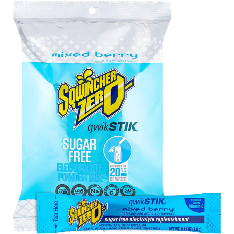 Sqwincher Sqwincher® Zero Qwik Stik® – Sugar-Free Electrolyte Powdered Beverage Mix (Mixed Berry) Beverages White Smoke