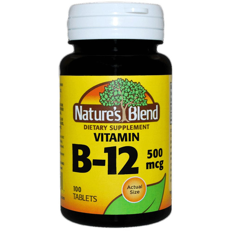Nature's Blend Nature's Blend Vitamin B12 500 Mcg Tablets Vitamins & Supplements Black