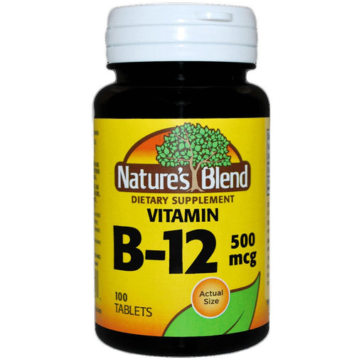 Nature's Blend Nature's Blend Vitamin B12 500 Mcg Tablets Vitamins & Supplements Black