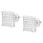 Bids.com 10K White Gold 2ct TDW Princess-Cut Composite Diamond Stud Earring (I-J ,I2-I3) Earrings White Smoke White.Gold / 2