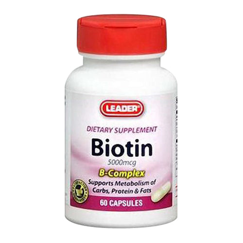 Leader Health Care Leader™ Biotin 5000 mcg + B-Complex – Hair, Skin & Nail Support (60 Capsules) Vitamins & Supplements White Smoke