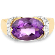 Bids.com 14K Yellow Gold Plated 4.98 Carat Genuine Amethyst and White Topaz .925 Sterling Silver Ring Rings White Smoke size 6.00,size 7.00,size 8.00,size 9.00