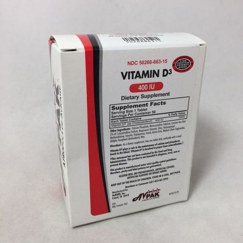 AvKare AvKare Vitamin D3 400 IU Tablets 50ct Vitamins & Supplements Gray