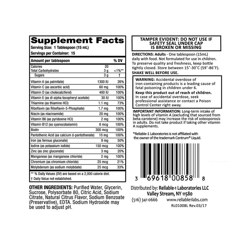 Reliable-1 Laboratories Multi Vite Lq 236Ml Vitamins & Supplements White Smoke