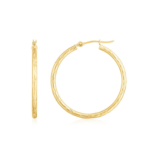 Bids.com 14K Yellow Gold Diamond Cut Hoop Earrings Earrings White Smoke Yellow Gold