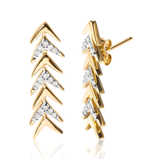 Bids.com 18K Yellow Gold Plated .925 Sterling Silver 1/5 Cttw Diamond Chevron Arrow Stud Earring (I-J Color, I2-I3 Clarity) Earrings White Smoke Yellow.Sterling Silver / 0.2