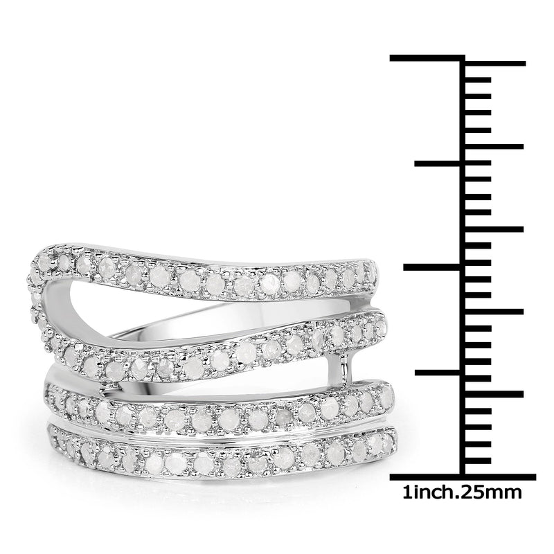 Bids.com 0.83 Carat Genuine White Diamond .925 Sterling Silver Ring Rings White Smoke size 7.00,size 8.00,size 6.00,size 9.00