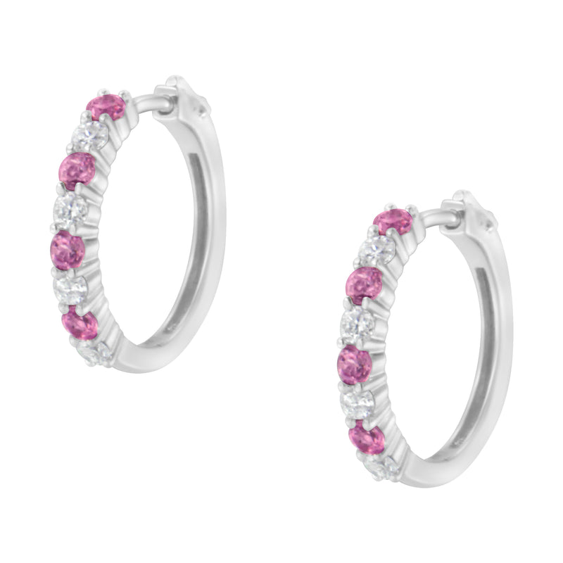 Bids.com 10K White Gold, Â½ Cttw Diamond, & Â½ Cttw Lab-Grown Blue Sapphire Leverback Hoop Earrings (H-I Color, I1-I2 Clarity) Earrings White Smoke White.Gold / 0.48,White.Gold / 0.49