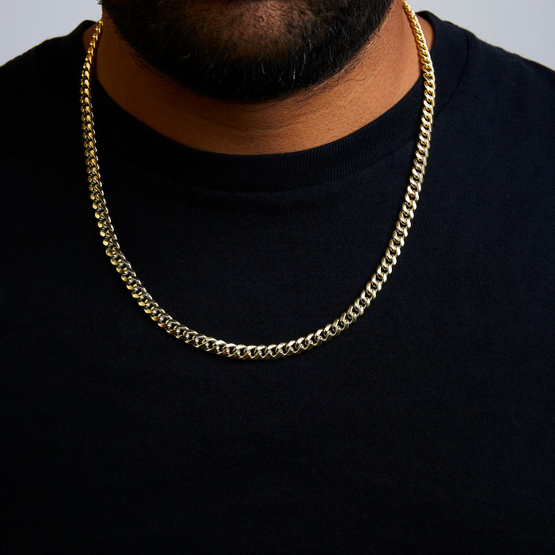 Bids.com Semi-Solid 14K Yellow Gold 6.1mm Classic Miami Cuban Chain Necklace - 22 Inches Necklaces Black Yellow.Gold / 22,Yellow.Gold / 28
