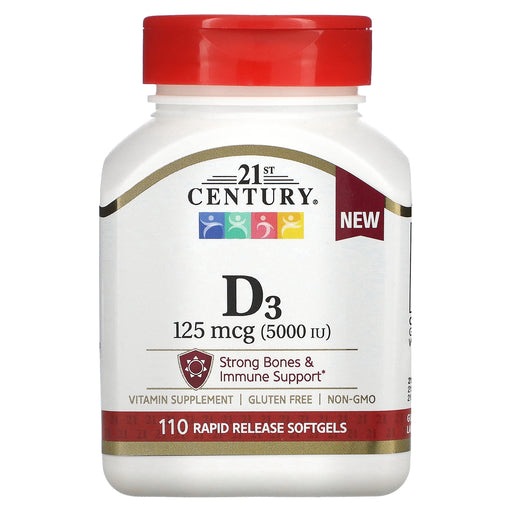 21st Century 21st Century® Vitamin D3 – 125\mcg (5,000 IU) – 110 Softgels Vitamins & Supplements White Smoke