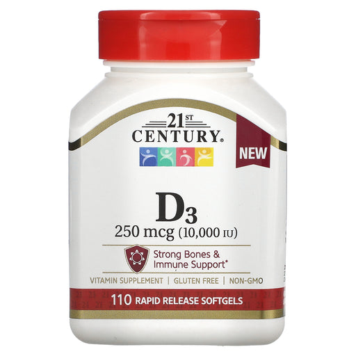 21st Century 21st Century Vitamin D3 10000 IU Tablets 110 Ct Vitamins & Supplements White Smoke