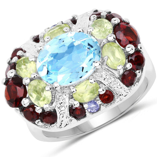 Bids.com 5.43 Carat Genuine Multi Stone .925 Sterling Silver Ring Rings White Smoke size 6.00,size 7.00,size 8.00