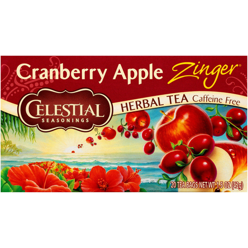 Celestial Seasonings Celestial Seasonings Cranberry Apple Zinger Caffeine Free Herbal Tea Bags 20 Ct Box Tea & Infusions Dark Red