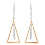 Bids.com 14K Rose and White Gold 3/8 Cttw Diamond Windchime Drop and Dangle Earring (G-H Color, SI1-SI2 Clarity) Earrings White Smoke WhiteRose.Gold / 0.413