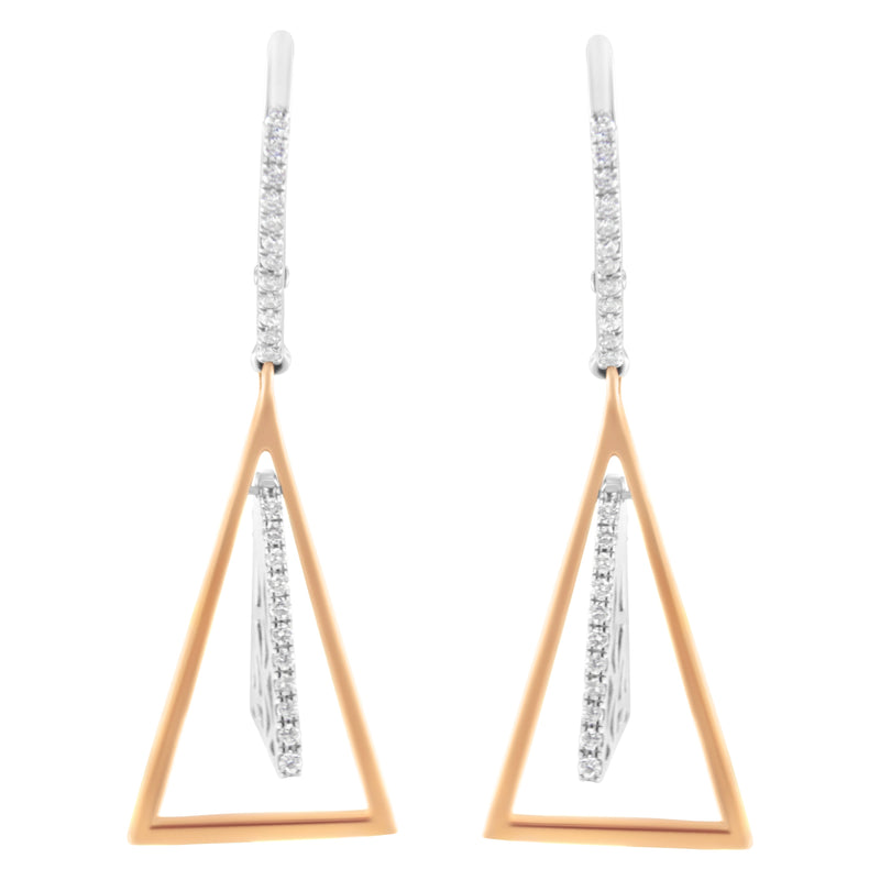 Bids.com 14K Rose and White Gold 3/8 Cttw Diamond Windchime Drop and Dangle Earring (G-H Color, SI1-SI2 Clarity) Earrings White Smoke WhiteRose.Gold / 0.413